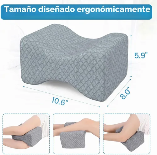 Vista 2 de SweetSlubr Almohada de rodilla de espuma viscoelástica para dormir de lado, almohada de piernas, gris