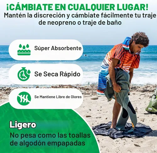 Vista 2 de COR Surf Poncho Toalla de Cambio con Capucha y Bolsillo Delantero Toalla de Microfibra Gruesa de Secado Rápido Large - Knightrider
