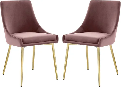 Vista 19 de Modway Viscount Performance - Sillas de comedor de terciopelo, juego de 2, color dorado marfil