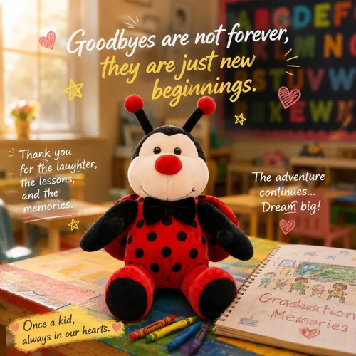 Vista 2 de Garden Buzz Cuties Ladybug - Peluche de mariquita, escarabajo, insecto, suave, con alas rojas y lazo negro, amigo de abeja, regalo para niños