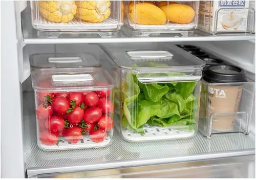 Vista 6 de SANNO Contenedores de almacenamiento de alimentos para refrigerador, Frigorífico, Fruta, Almacenamiento de verduras, contenedores de ahorro