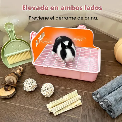 Vista 3 de RUBYHOME Caja de arena para conejos Caja de arena para conejitos Entrenador de orinal para conejillo de indias Entrenador de orinal de esquina Ropa