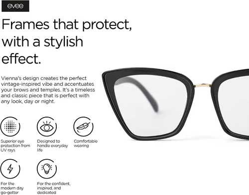 Vista 4 de EVEE Gafas de computadora de moda para mujer con bloqueo de luz azul (Viena)