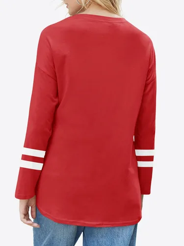 Vista 10 de Fisoew Camisetas de manga larga para mujer, holgadas, casuales, con cuello redondo, blusa suave