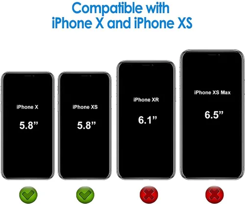 Vista 2 de Jeylly Funda para iPhone X, funda para iPhone Xs con protector de pantalla de vidrio templado y protector de lente de cámara, resistente grado