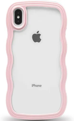 Vista 123 de Anuck Funda para iPhone 13 Pro con borde ondulado, diseño trasero transparente, agarre antideslizante, forma de marco rizado ondulado, a prueba