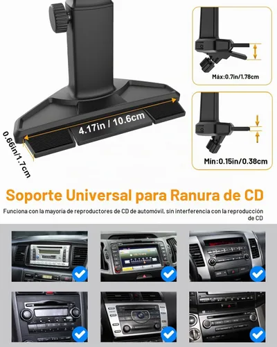 Vista 5 de Soporte para tablet con ranura para CD de automóvil con brazo ajustable, rotación universal de 360° para camión, reproductor de CD y tableta