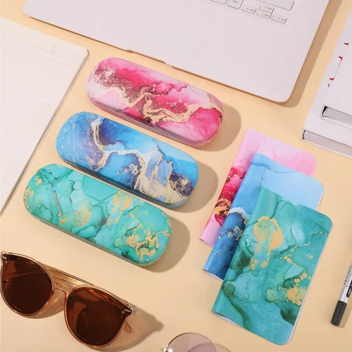Vista 6 de QSCFKL Hard Shell Eyeglasses Case, Protective Hard Glasses Case with Cleaning Cloth Portable Eyewear Case for Women Men