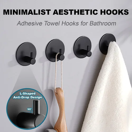 Vista 2 de Ganchos para Toallas de Baño (Paquete de 4) Gancho Adhesivo para Toallas Ganchos de Ducha para Interior de Ducha - Ganchos Adhesivos de Pared