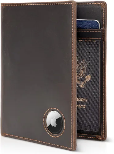 Vista 17 de Polare - Cartera de viaje de piel con bloqueo RFID para hombres y mujeres, Negro -, Cartera con bloqueo RFID