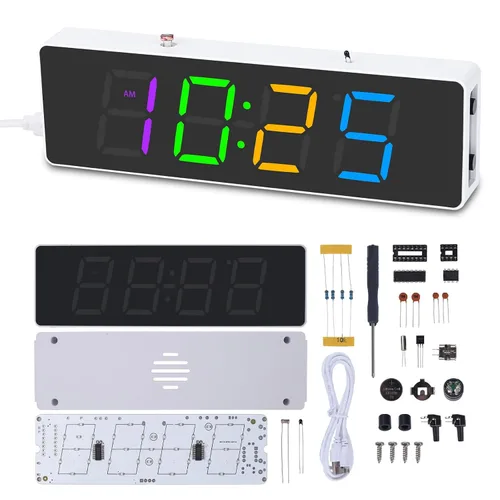 Vista 14 de MiOYOOW Kits de reloj digital de 4 dígitos con PCB, kit de proyecto de soldadura de reloj de alarma DIY para aprender soldadura electrónica