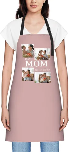 Vista 21 de Delantales personalizados para mujer, diseño de delantal de chef ajustable con nombre, textos, fotos, flores, regalos para el día de la madre