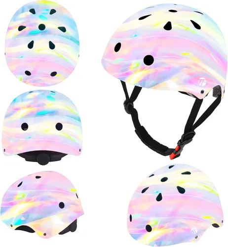 Vista 2 de Casco de bicicleta ajustable con gradiente de color para niños pequeños de 3-5-8-14+ años, niñas y niños. Casco para monopatín y bicicleta