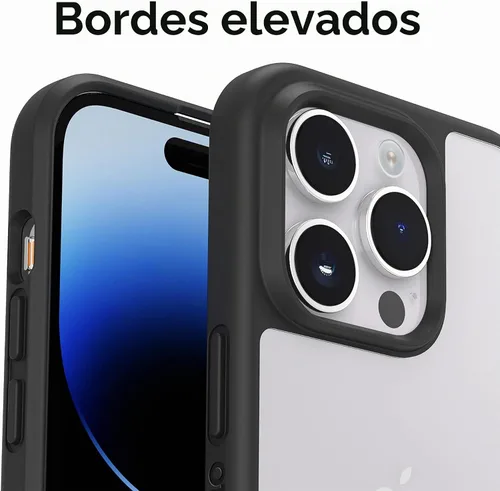 Vista 3 de OtterBox Funda para iPhone 14 Pro Max (solamente) Prefix Series, cristal negro (negro/transparente), ultrafina, apta para bolsillo, bordes elevados