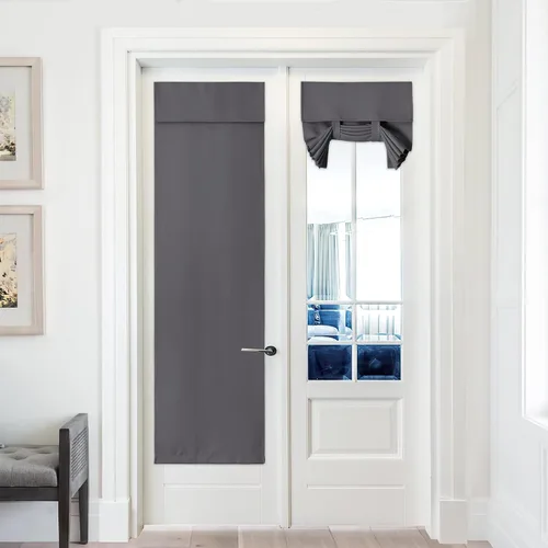 Vista 10 de PONY DANCE Cortinas de luz lateral, persianas opacas con aislamiento térmico para puerta francesa, puerta de vidrio de patio, 12 pulgadas de ancho x