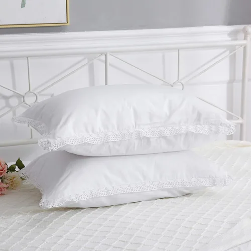 Vista 6 de Fundas de almohada de encaje de ganchillo blanco tamaño Queen, fundas de almohada de algodón puro para cama, 2 piezas de 30 x 20 pulgadas