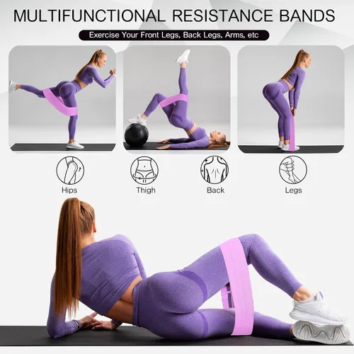 Vista 4 de Shappy 20 bandas de resistencia de tela para entrenamiento, mujeres y hombres, 5 niveles antideslizantes, bandas de entrenamiento elásticas