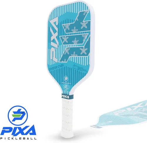 Vista 7 de PIXA Coastal Crush Pickleball Paddle, cara de carbono T-300, superficie de fricción, mango de 5.25 pulgadas, aprobado por USAPA