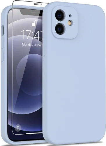 Vista 58 de DEENAKIN Funda de silicona compatible con iPhone 12 con protector de pantalla, mejora la protección de la cámara, funda protectora suave y flexible