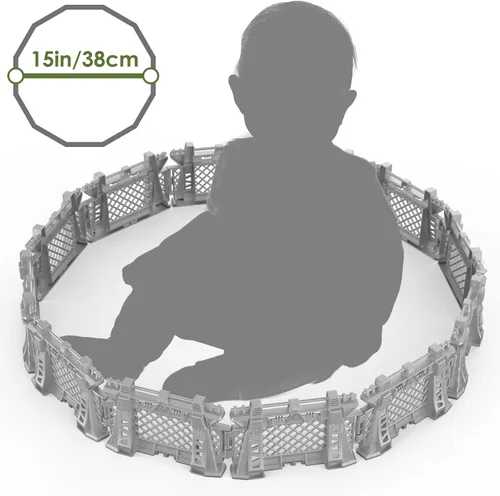 Vista 6 de Oriate Juego de Accesorios de Cercado de Captura de Dinosaurio de 12 Piezas, Juguetes de Cerca de Jaula de Dinosaurio de Plástico para Fanáticos