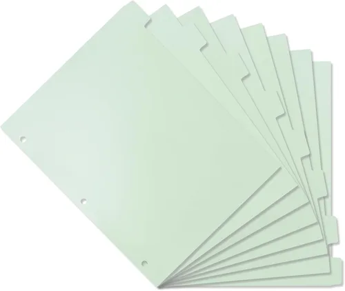 Vista 8 de Koqye Divisores de plástico de 8 pestañas de tamaño carta verde oscuro para Verde oscuro - 1 juego