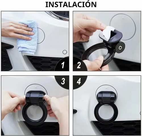 Vista 4 de TOMALL - Kit de ganchos de remolque negros para decoración de coche, adhesivo para decoración de coche, parachoques para accesorios exteriores