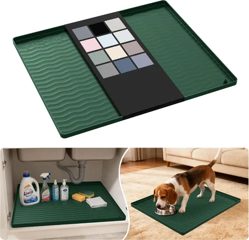 Vista 75 de URMONA - Tapete de silicona impermeable para debajo del fregadero, 16 x 10 Beige