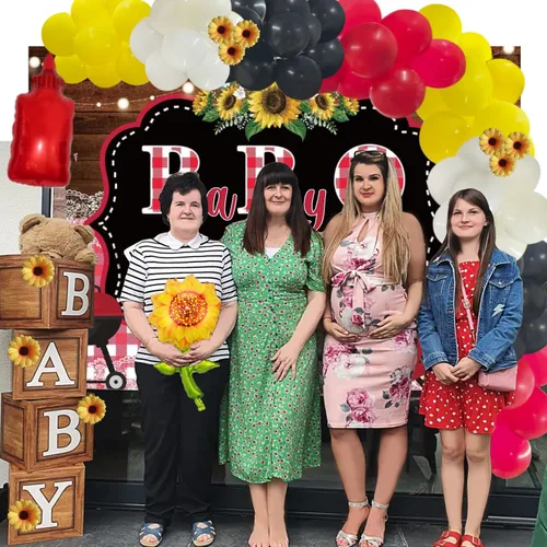 Vista 6 de 137 piezas de decoración de barbacoa para baby shower, Hombae Its A Baby Q, decoración de baby shower, telón de fondo, globo, guirnalda, pancarta