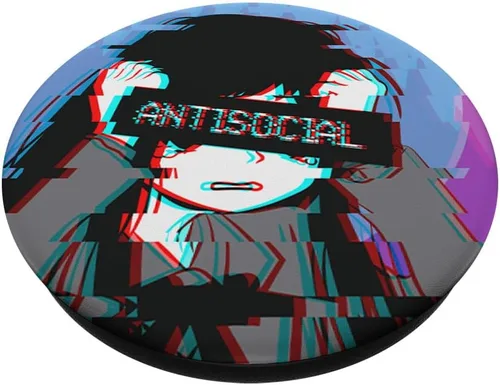 Vista 2 de Antisocial - PopSockets para niña japonesa con diseño de ondas de vapor