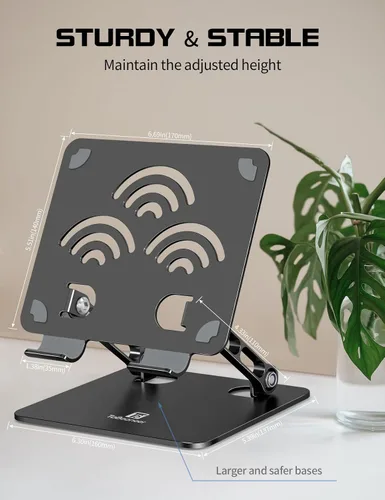 Vista 2 de Soporte Ajustable para Tablet de Escritorio, Soporte de Aluminio Premium para iPads, Tablets, Kindles, Switch, Teléfonos y Todos los Dispositivos