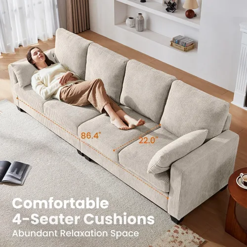 Vista 4 de CHIC HOUSE Sofá modular modular con otomanas de almacenamiento, sofá nube de pana para espacios pequeños y apartamentos, sofá esquinero convertible