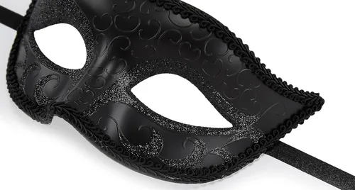 Vista 2 de TRIFUNESS Máscara de mascarada para hombre, máscara griega romana veneciana para Mardi Gras, fiesta de graduación de Halloween