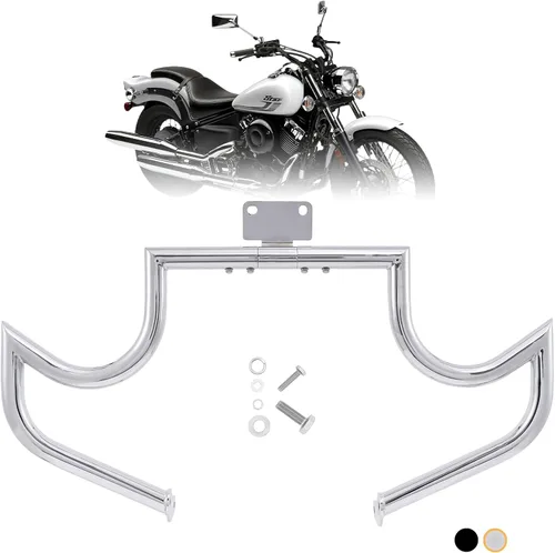 Vista 8 de Kinglemc Barra de Choque Protector de Motor Barra de Carretera para Yamaha VStar V-Star Dragstar XVS 400 650 (Negro)