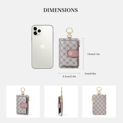 Vista 4 de GOLF SUPAGS Llavero de cuero PVC para mujer, portatarjetas, cartera con 6 ganchos, cierre a presión, llaves, organizador de dinero