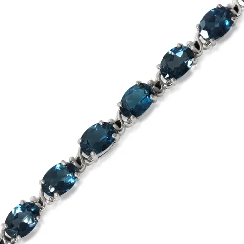 Vista 2 de Silvershake Pulsera ajustable de plata de ley 925 con topacio azul de Londres genuina de 16.32 quilates, estilo victoriano, de 7.5 a 9 pulgadas