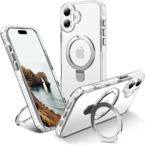 Vista 90 de UMIONE - Funda con diseño de anillo magnético giratorio de 360° para iPhone 11, soporte de bucle invisible integrado, compatible con Magsafe, funda