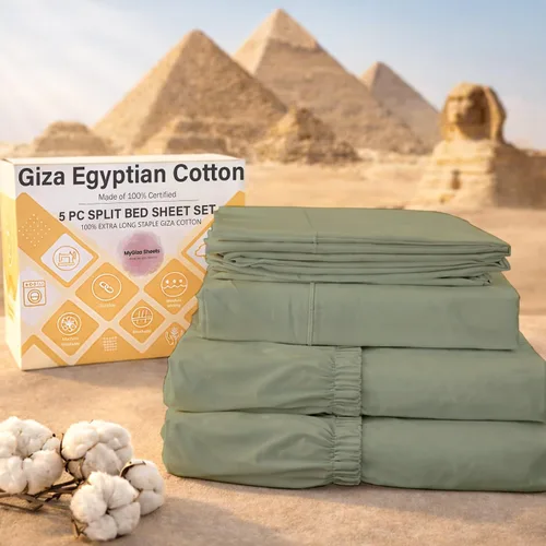 Vista 17 de MyGiza Sheets, Juego de sábanas 100% de algodón egipcio Giza, tamaño individual, para adaptarse a colchones de hasta 15 pulgadas de profundidad