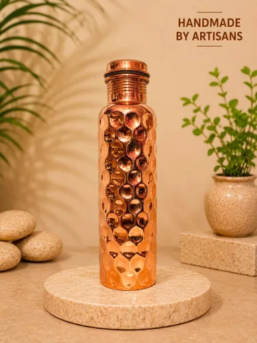 Vista 4 de MAGGOT Copper Water Bottle With 2 Glass Tumbler Ayurvedic Drinking 34 Oz
