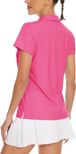 Vista 2 de TACVASEN Polo de manga corta con cuello en V para mujer, con protección solar UPF 50+, secado rápido, para golf