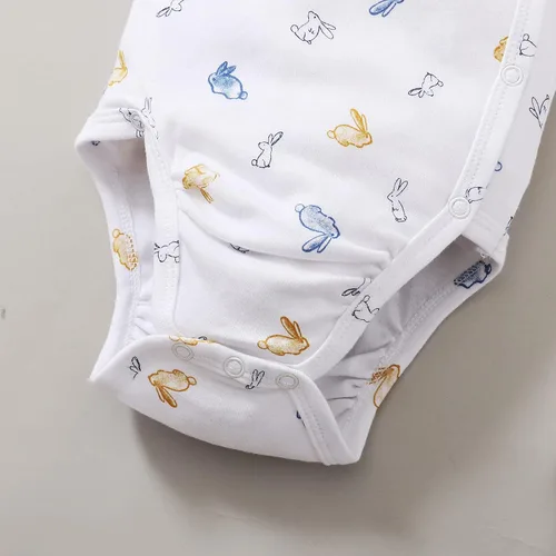 Vista 4 de DEFAHN Body tipo kimono con cierre lateral para bebé, recién nacido, paquete de 3 unidades, 100% algodón, diseño básico, kimono