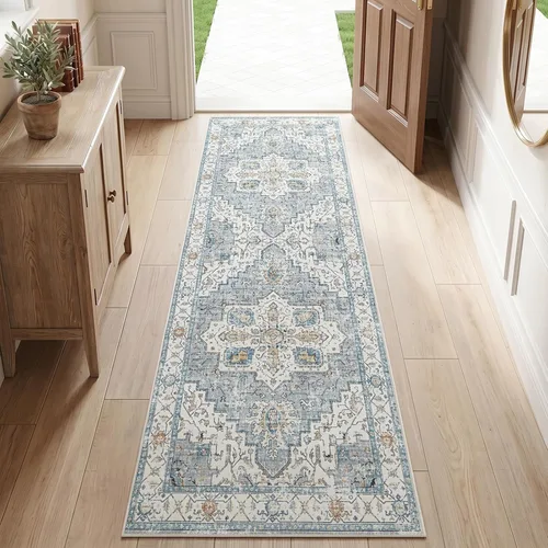 Vista 49 de jinchan Alfombra de área pequeña lavable floral vintage, alfombra de entrada simétrica de medio círculo de 2 x 3, alfombra de entrada suave de pelo