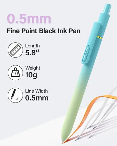 Vista 7 de Juego de 16 bolígrafos de gel, tinta negra, punta fina (0.5 mm), escritura suave y de secado rápido, suministros para la escuela y la oficina