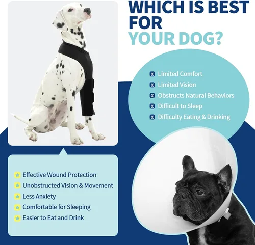 Vista 4 de ROZKITCH Traje de recuperación para perros para piernas delanteras izquierdas, traje de cirugía transpirable para perro, antilamer, alternativa