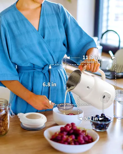Vista 7 de KIDISLE Máquina Automática para Hacer Leche de Nueces, 20oz Leche Casera de Almendra, Avena, Coco, Soja, Leches Vegetales y Bebidas No Lácteas
