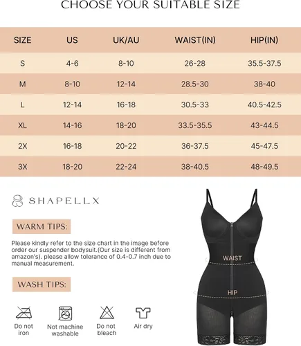 Vista 6 de SHAPELLX Body para mujer con control de abdomen, moldeador de cuerpo, control de abdomen, levantamiento de glúteos