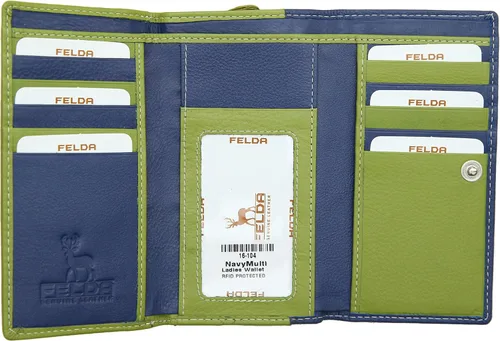 Vista 4 de Felda Cartera RFID para mujer de piel auténtica multisuave caja de regalo