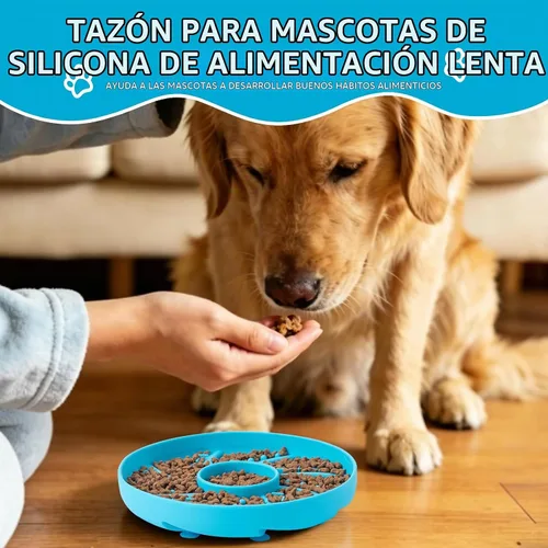 Vista 5 de Tazón de silicona para perros, comedero lento de silicona, con forma de rompecabezas, antiasfixia, cuencos de comida para mascotas, capacidad de 2