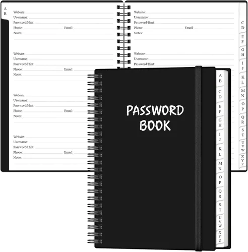 Vista 23 de Libro de contraseñas simplificado con pestañas alfabéticas - Diario cuaderno guardador de contraseñas de tamaño de bolsillo pequeño para inicios