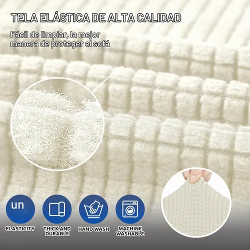 Vista 5 de Funda elástica para sofá biplaza, funda de sofá para sofá de 2 cojines (55-78 pulgadas), protector de muebles con parte inferior elástica para niños