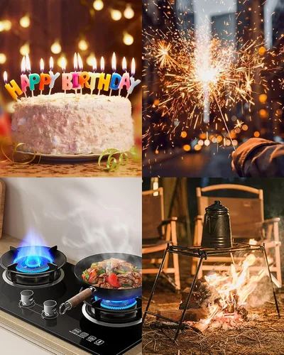 Vista 8 de VEHHE - Encendedor de velas eléctrico, encendedor de arco recargable con batería LED, pantalla de batería, cuello flexible largo, USB, encendedores